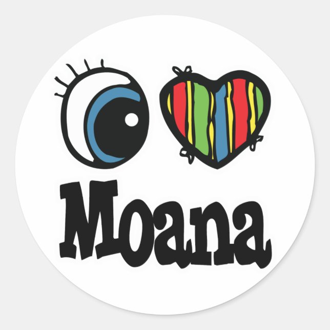 Pegatina Redonda Me encanta (amo) Moana (Anverso)