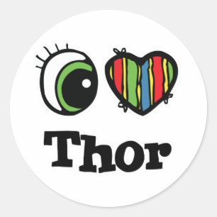 Pegatina Redonda Me encanta (amo) Thor