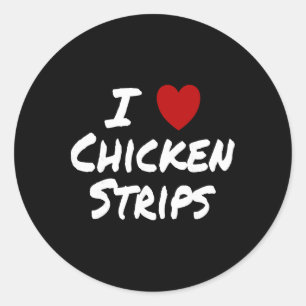 Pegatina Redonda Me Encanta (amo) Tiras de Pollo Comida Favorita De