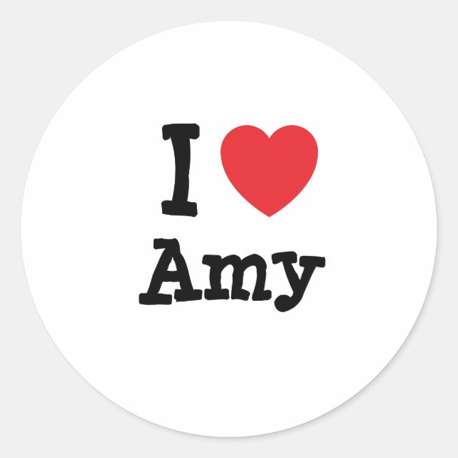 Pegatina Redonda Me encanta Amy heart T-Shirt (Anverso)