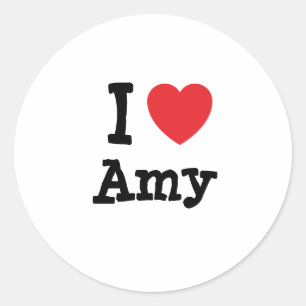 Pegatina Redonda Me encanta Amy heart T-Shirt