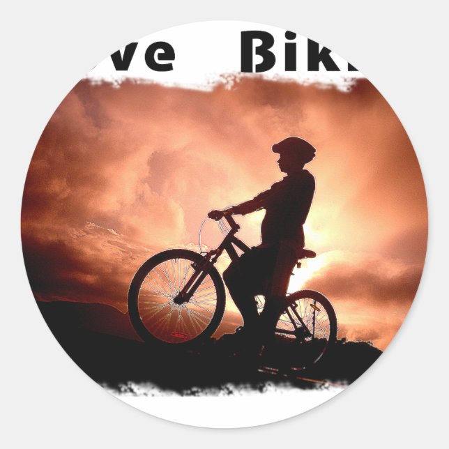 Pegatina Redonda Me encanta andar en bicicleta (Anverso)