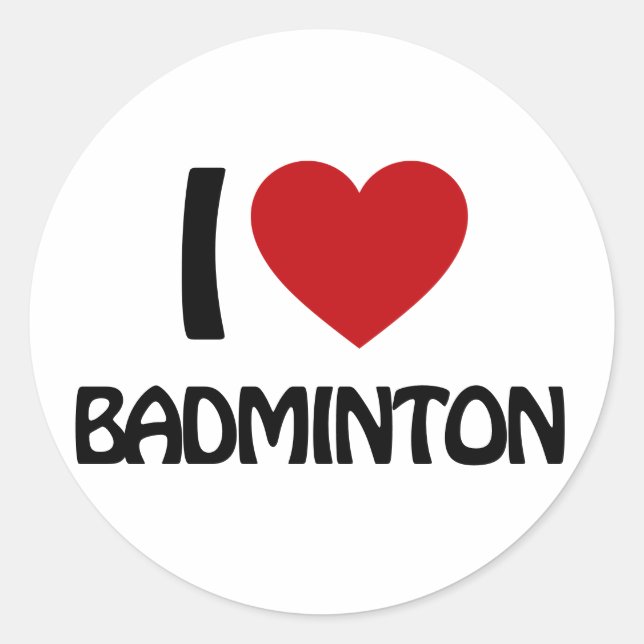 Pegatina Redonda Me encanta Badminton (Anverso)