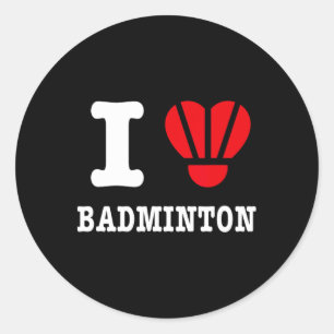 Pegatina Redonda Me encanta Badminton Tee - Funny Shuttle Heart Par