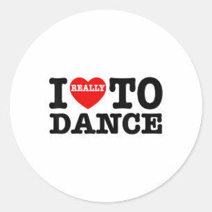 Pegatina Redonda Me Encanta Bailar Con El Corazón Para Bailar Diver