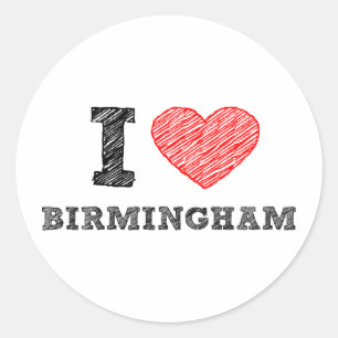 Pegatina Redonda Me encanta Birmingham