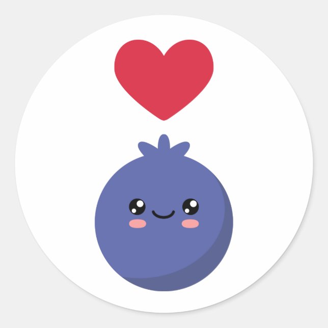 Pegatina Redonda Me encanta Blueberries (Anverso)