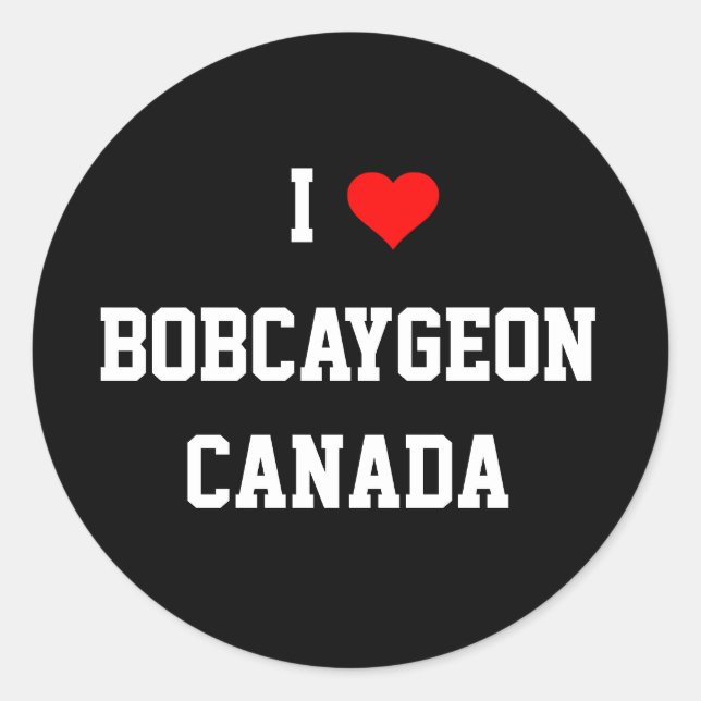 Pegatina Redonda Me encanta Bobcaygeon, Canadá (Anverso)