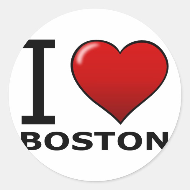PEGATINA REDONDA ME ENCANTA BOSTON, MAMÁES - MASACHUSETES (Anverso)