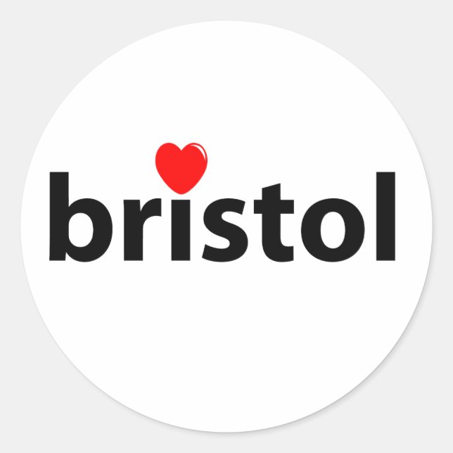 Pegatina Redonda Me encanta Bristol (Anverso)