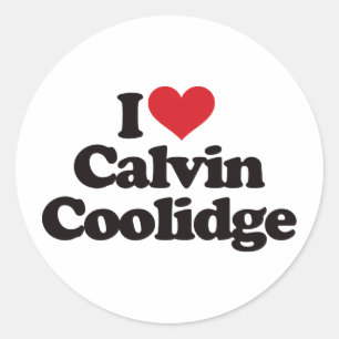 Pegatina Redonda Me encanta Calvin Coolidge