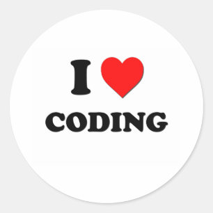 Pegatina Redonda Me encanta Coding
