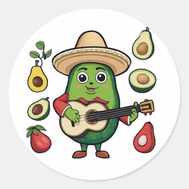 Pegatina Redonda Me encanta comer aguacate (Anverso)