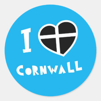 Pegatina Redonda Me encanta Cornwall