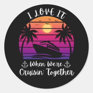 Pegatina Redonda Me encanta cuando estamos cruzando juntos un golpe