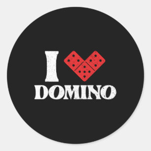 Pegatina Redonda Me encanta Domino Dominoes Bones Domino Player