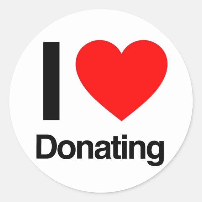Pegatina Redonda me encanta donar (Anverso)