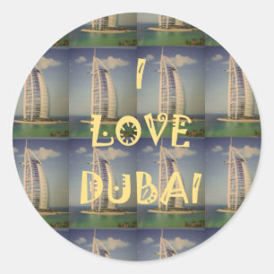 Pegatina Redonda 🇦🇪 Me encanta Dubái: Diseño bonito y adorable