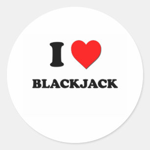 Pegatina Redonda Me encanta el Blackjack