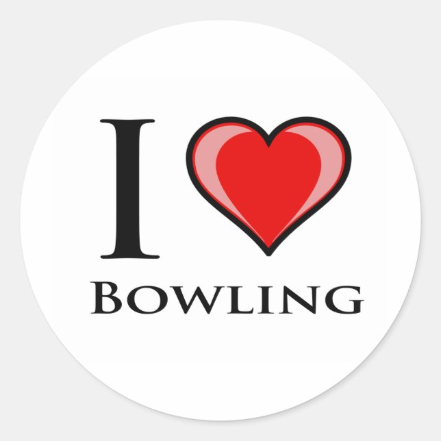 Pegatina Redonda Me encanta el Bowling (Anverso)