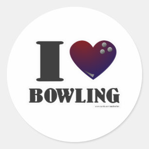 Pegatina Redonda Me encanta el Bowling