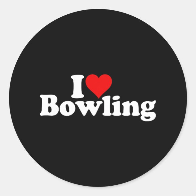Pegatina Redonda Me encanta el Bowling del corazón 1 (Anverso)