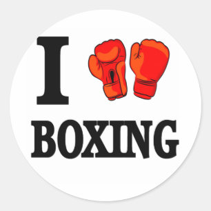 Pegatina Redonda Me encanta el boxeo