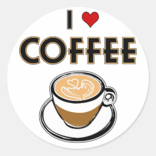 Pegatina Redonda Me encanta el café