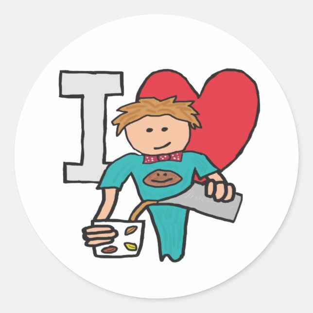 Pegatina Redonda Me encanta el café (Anverso)