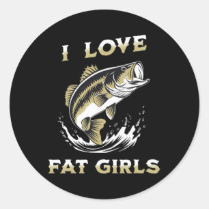 Pegatina Redonda Me Encanta El Chica Grasoso De La Pesca
