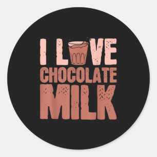 Pegatina Redonda Me encanta el chocolate Leche Comida Comida Lover 
