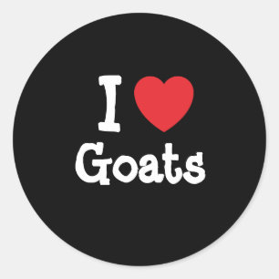 Pegatina Redonda Me encanta el corazón de Cabras personalizado per