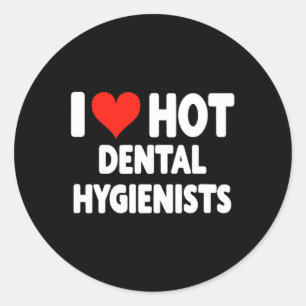 Pegatina Redonda Me encanta el corazón de los higienistas dental ca