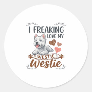Pegatina Redonda Me Encanta el Corazón de Perro Westie Patas_1
