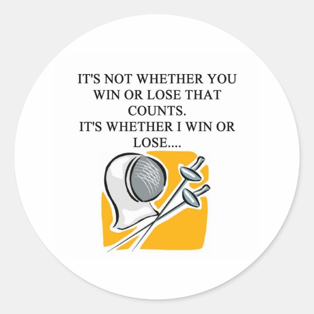 Pegatina Redonda me encanta el diseño de esgrima (Anverso)