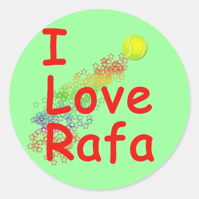 Pegatina Redonda Me encanta el diseño de tenis de Rafa (Anverso)