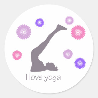 Pegatina Redonda Me encanta el diseño genial del yoga!