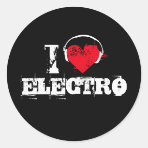 Pegatina Redonda Me encanta el electro