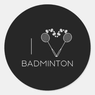 Pegatina Redonda Me encanta el entrenador del equipo de Badminton