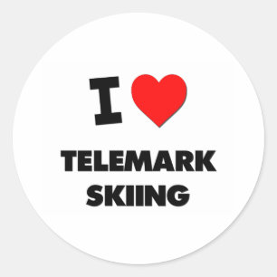 Pegatina Redonda Me Encanta El Esquí Telemark