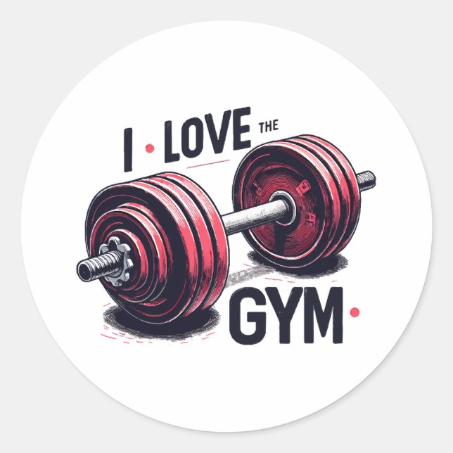 Pegatina Redonda Me encanta el gimnasio (Anverso)