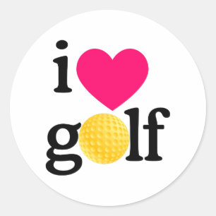 Pegatina Redonda Me encanta el golf