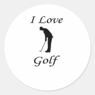 Pegatina Redonda Me encanta el golf