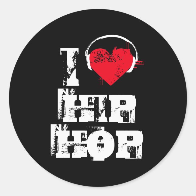 Pegatina Redonda Me encanta el hip hop (Anverso)