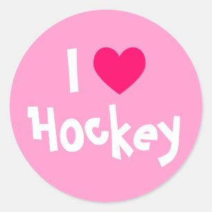 Pegatina Redonda Me encanta el hockey