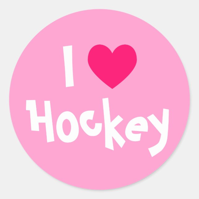 Pegatina Redonda Me encanta el hockey (Anverso)