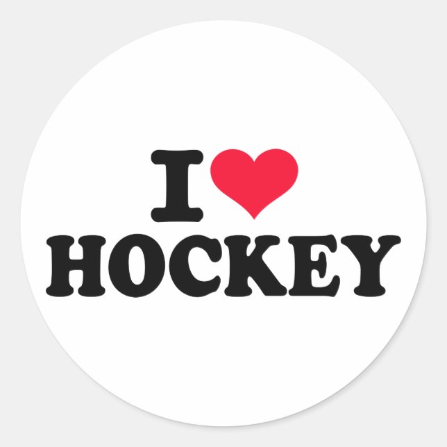 Pegatina Redonda Me encanta el hockey (Anverso)