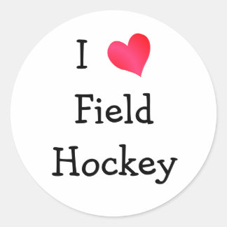 Pegatina Redonda Me encanta el hockey sobre hierba