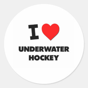Pegatina Redonda Me encanta el hockey submarino