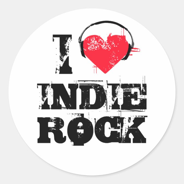 Pegatina Redonda Me encanta el indie rock (Anverso)